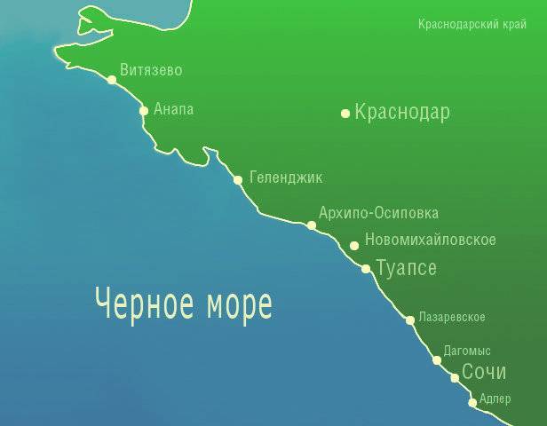 Карта краснодарского края, россия