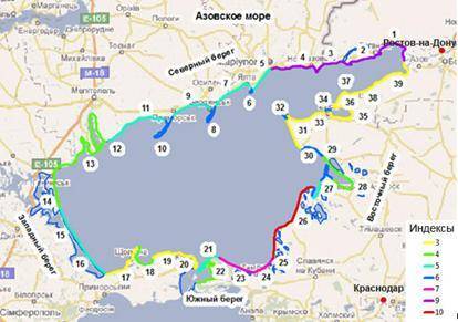 Азовское море: карта побережья россии