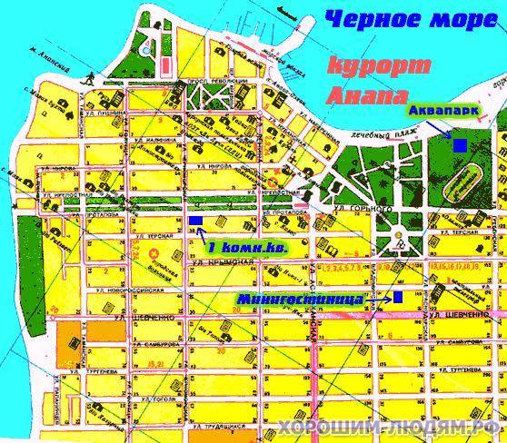 Карта анапы — подробная карта города курорта анапа с отелями и достопримечтаельностями