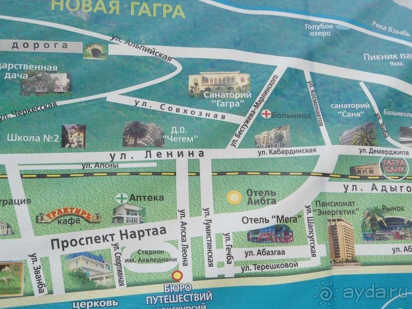 Карта абхазии с курортами