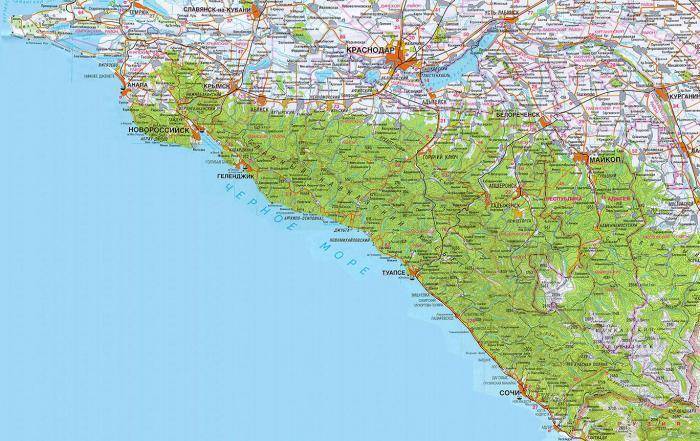 Карта черноморского побережья анапы с курортами