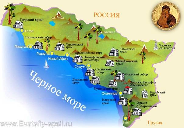 Карта черноморского побережья абхазии с курортами - туристический блог ласус