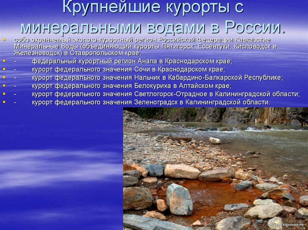 Минеральные воды: 15 водных курортов россии