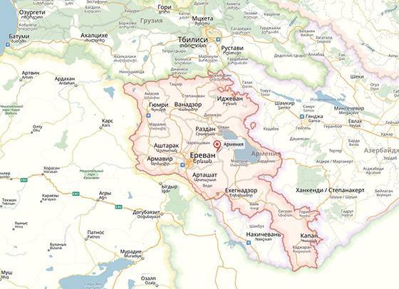 Расстояние между городами армении