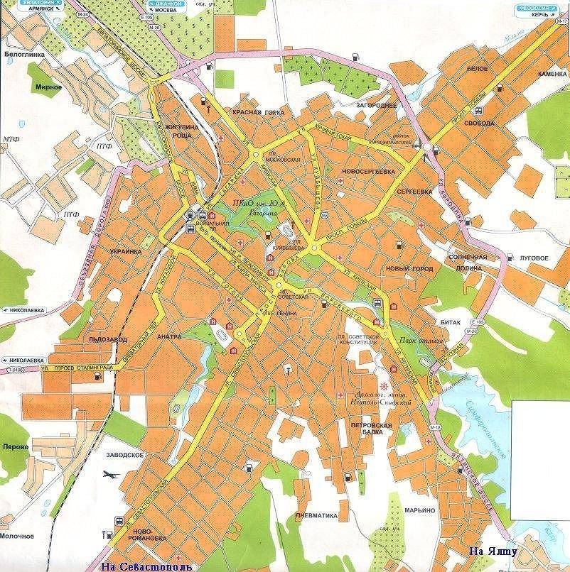 Карта симферополя, крым, россия. подробная карта с улицами и номерами домов на туристер.ру