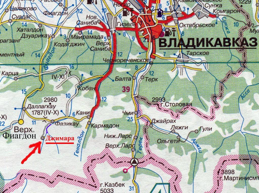Карта республики северная осетия-алания, россия