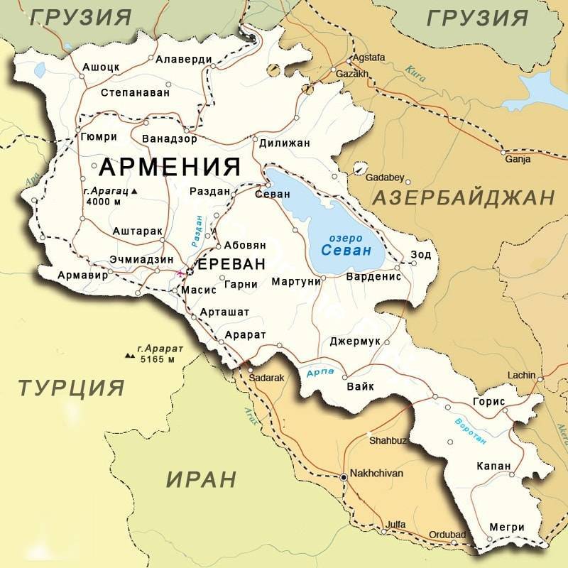 Подробная карта армении на русском. карта армении с городами — туристер.ру