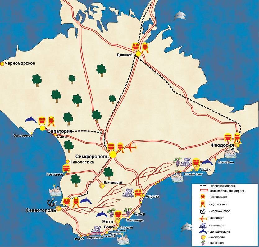 Карта крыма — подробная с городами и поселками