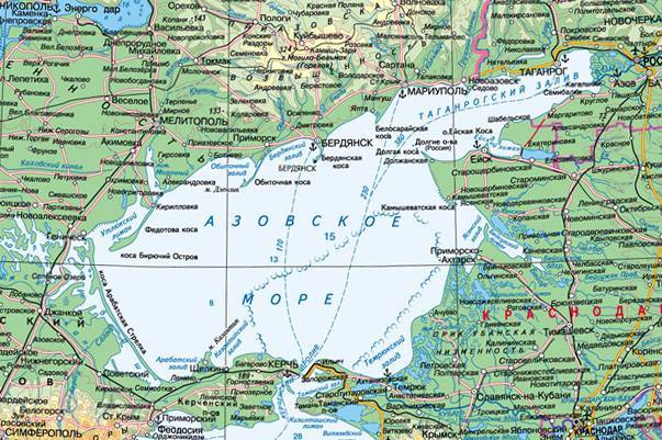 Азовское море на карте побережья россия для отдыха