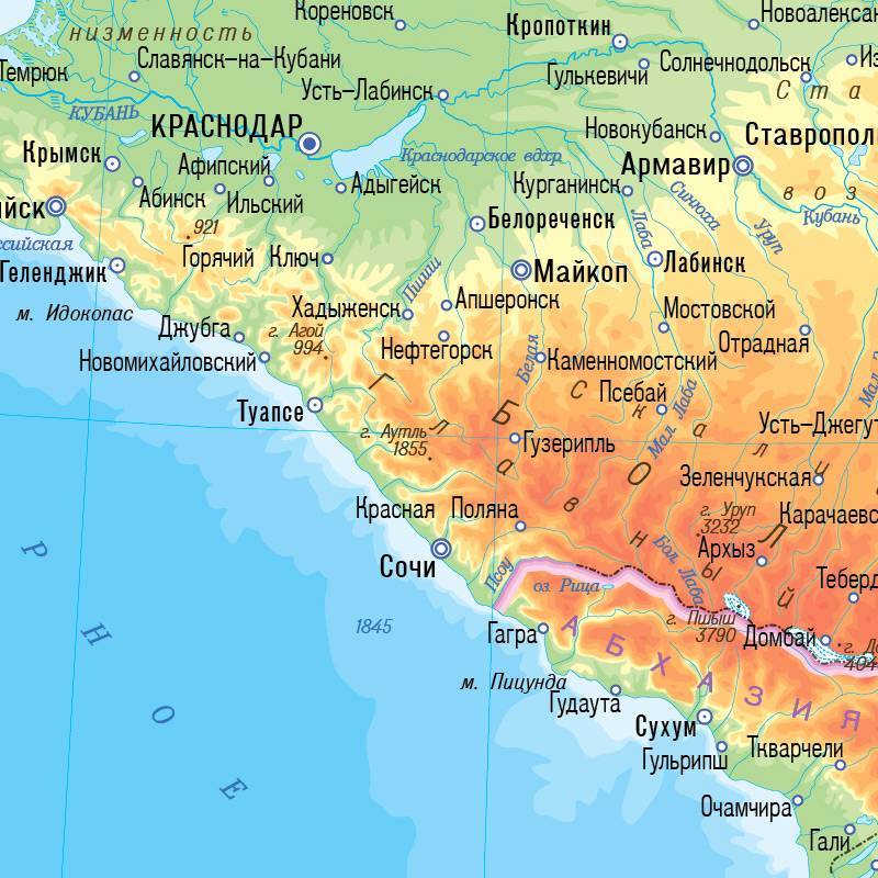 Карта побережья черного моря с городами и странами