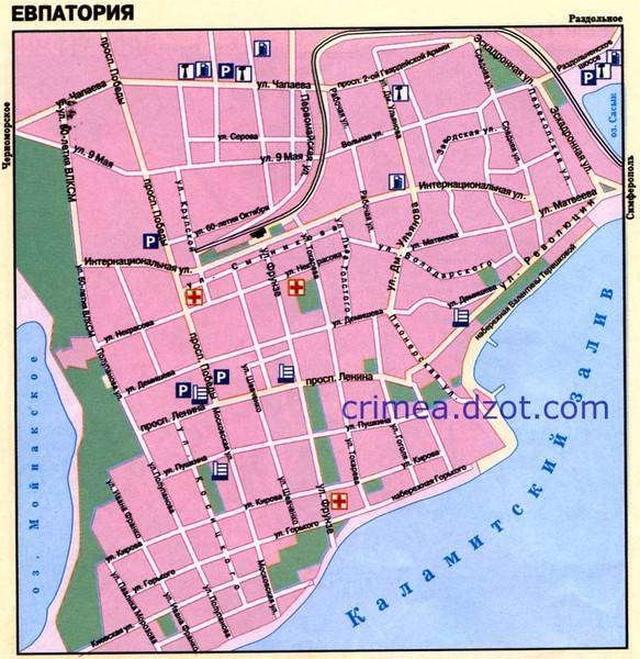 Карта евпатории с улицами и достопримечательностями