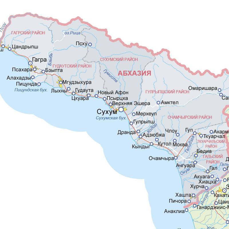 Побережье черного моря - карта для отдыха в абхазии - туристический блог ласус