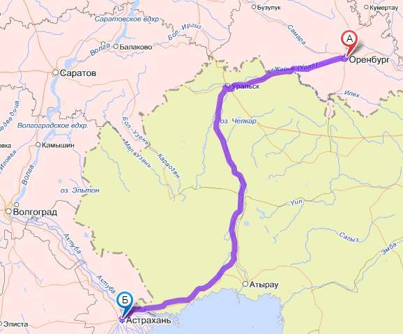 Проложенный маршрут от оренбурга до санкт-петербурга
