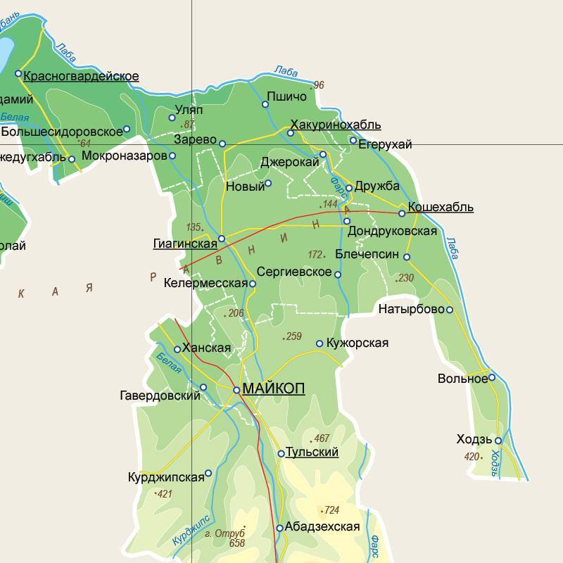 Карта республики адыгея с курортами, отелями, достопримечательностями, транспортом