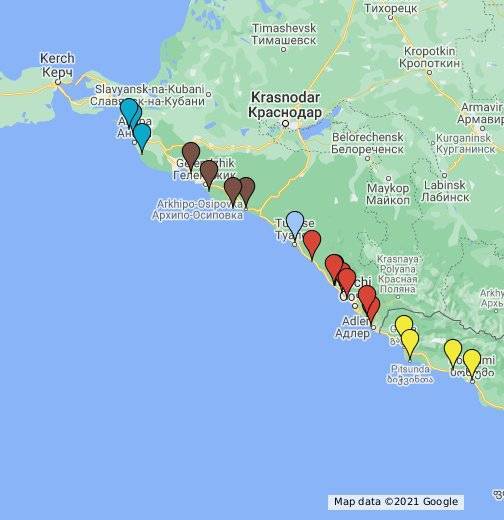 О карте сочи: побережье черного моря, населенные пункты и окрестности