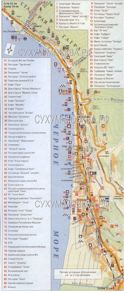 Курорты абхазии | карта