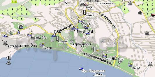 Карта судака подробная с улицами, номерами домов и инфраструктурой