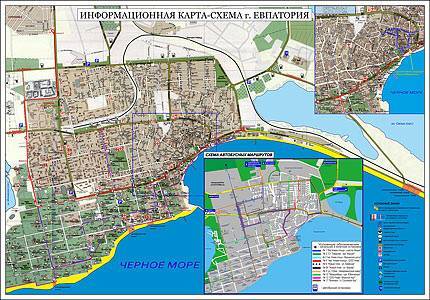 Подробная карта евпатории с улицами, домами и пляжами