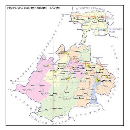 Карта республики северная осетия-алания