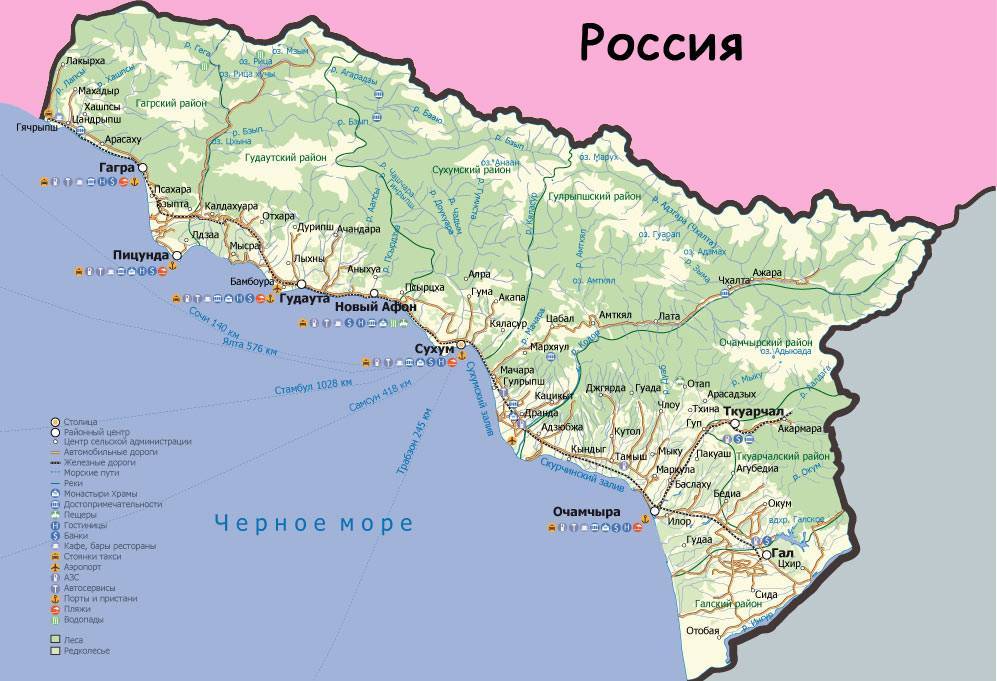 Побережье черного моря — карта для отдыха в абхазии