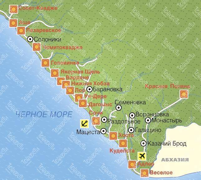 Карта лоо с пляжами, отелями, достопримечательностями, транспортом