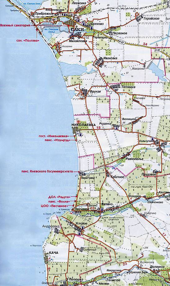Карта саки с улицами и достопримечательностями - туристический блог ласус