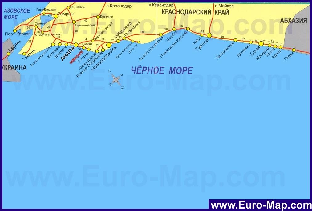 Карта побережья черного моря с курортами, отелями, гостиницами | resorts-russia